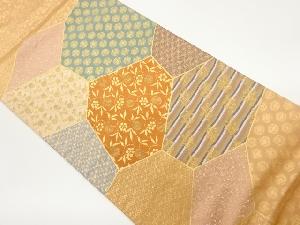 切り嵌め風古典柄・花唐草模様織出し袋帯